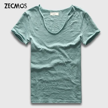 Zecmos Brand Men T-Shirt Plain Hip Hop Fashion Casual XXXL V Neck T Shirt Swag For Men Short Sleeve Man Top Tees 1