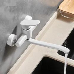 Black Mop Pool Faucet White Kitchen Tap Brass Sink Faucet Wall Mounted Kitchen Faucet  Washing Basin Hot & Cold Mixer Tap