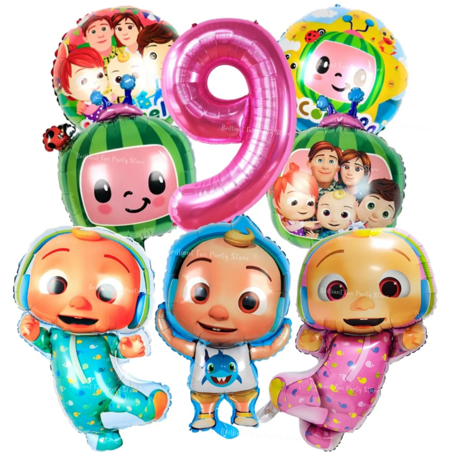 8-teiliges Cocomelon-Ballon-Set, Kinderparty-Dekoration, 32 Zoll, blau, rosa, Zahlenballon 1–9, für Kindergeburtstag, Event-Zubehör, Geschenk – Detail 12