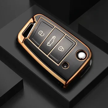 차량용 TPU 플립 키 케이스 커버 쉘, VW 폭스바겐 골프 7 MK7 티구안 MK2 좌석 아테카 레온 FR 이비자 스코다 옥타비아 코디아크용, 신제품