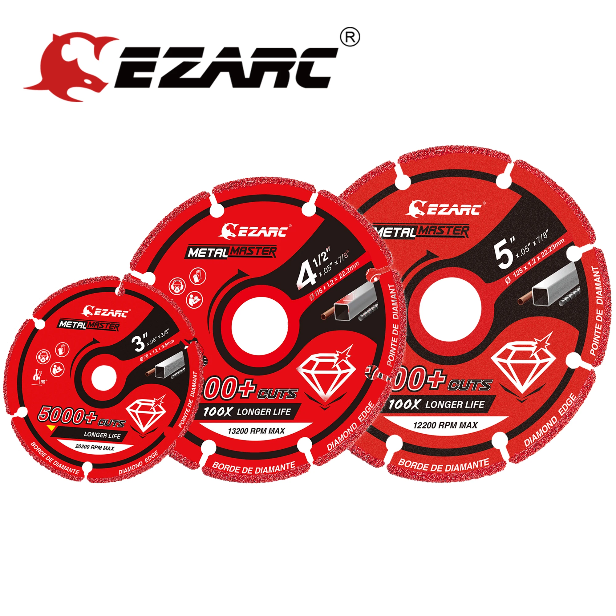 EZARC Diamond Cutting Wheel x 3/8 Inch, 4-1/2  x 7/8 Inch for Metal, Cut  Off Wheel with 5000+ Cuts on Rebar Steel Iron INOX