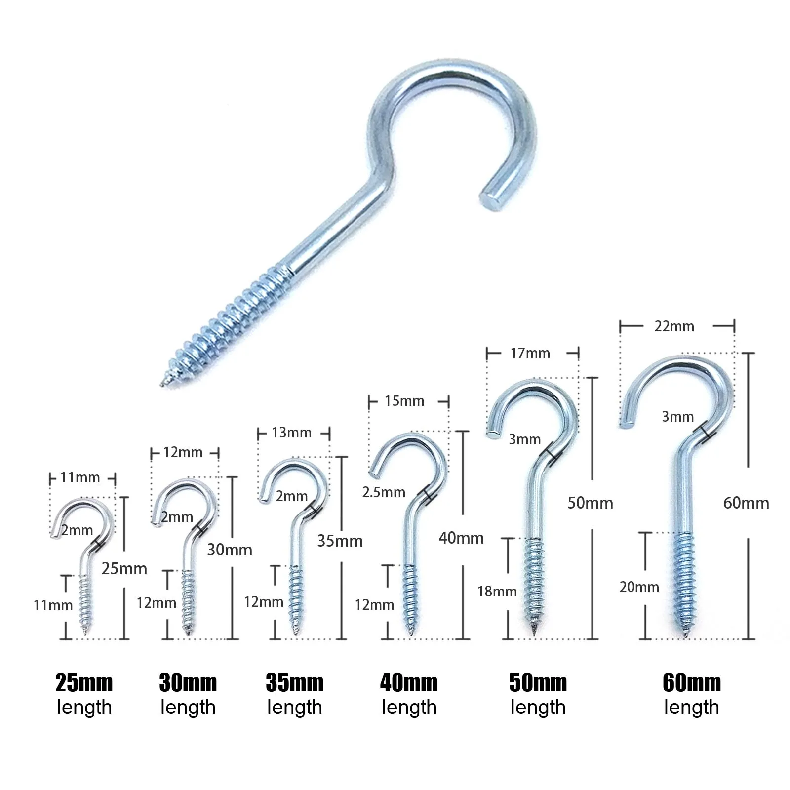 Picture Photo Frame Lamp Light Ceiling RV Tool Plant Curtain Net Wire Eye Bolt Eyebolt Screw in Spiral Hanger C Cup Hook 25pcs hanging hooks picture frame hangers wall hooks