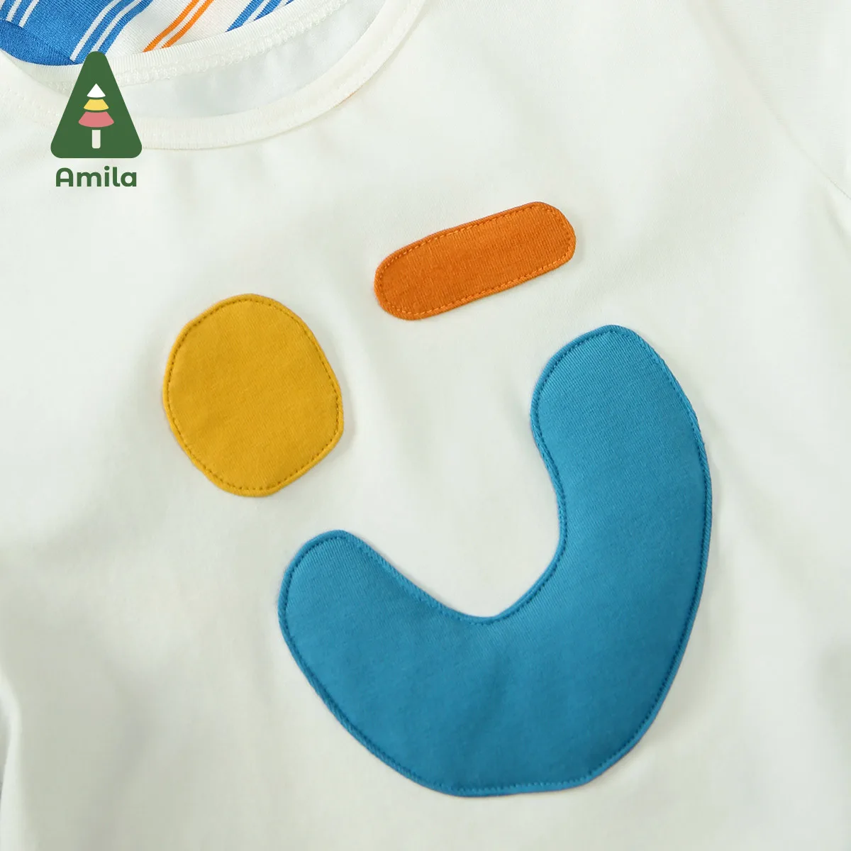 Baby T-shirts Amila T-shirt for a Boy And Girl Autumn New Round Neck Small Drop Shoulder Baby Clothes Warm And Breathable Baby's Tops