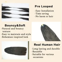Extensions de cheveux humains au crochet, lisses, pré-bouclées, effet plume, réutilisables, invisibles, pré-séparées, sans nœuds, noires 4