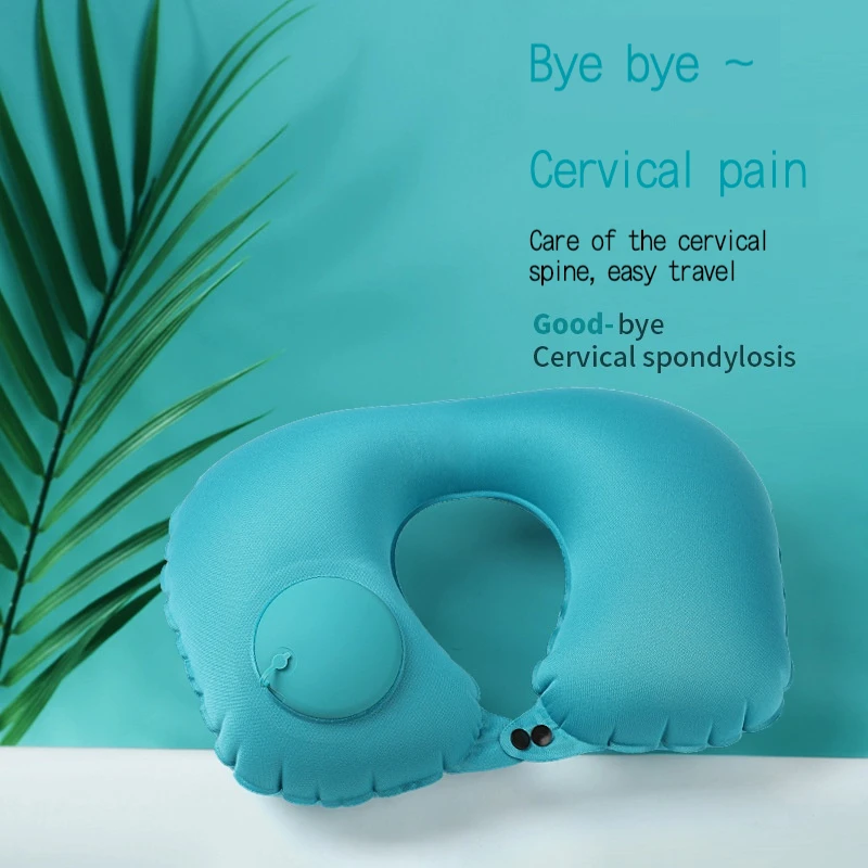 Inflatable Neck Pillow U Shape Neck Cushion Automatic Air Inflatable Pillow Compress Ring Pillow For Airplane Car Outdoor Travel