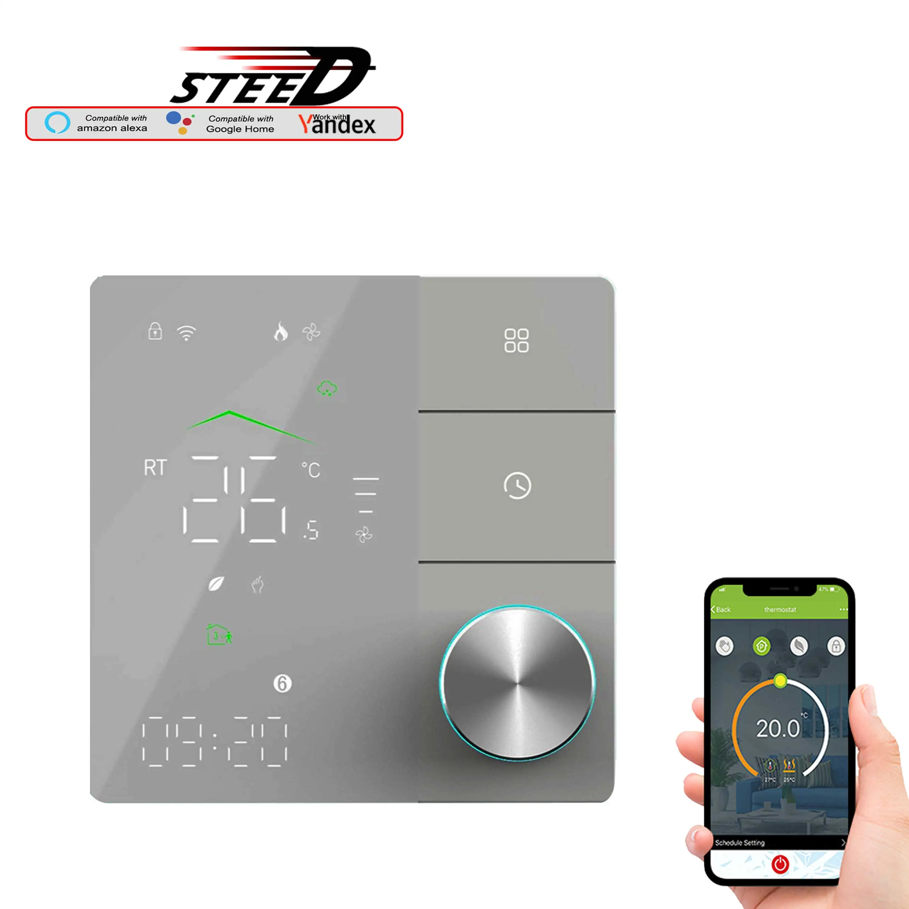 Manopola/Pulsante Termostato Di Riscaldamento Per Pavimenti In Camera Per Ga/Gb/Gc Funziona Con Amazon Alexa,Google Assistant, Ebay Alice Opzionale Rs