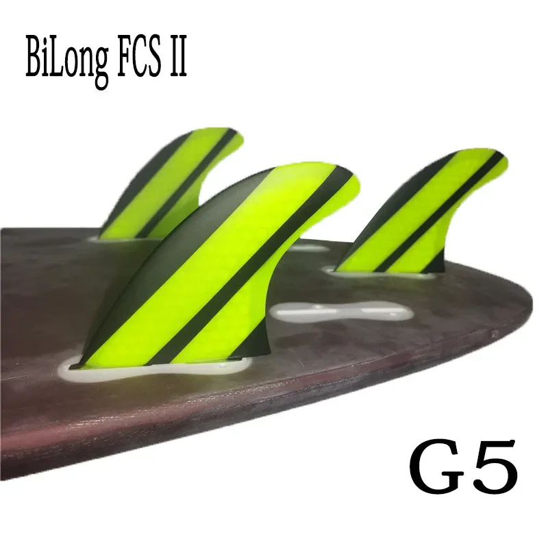 Surfboard Fin BiLong FCS II Thruster Surfboard Fins 3PCS Set G5 Fiberglass Honeycomb Carbonfiber M Size Quilhas Surf Fin Electric Surfboard