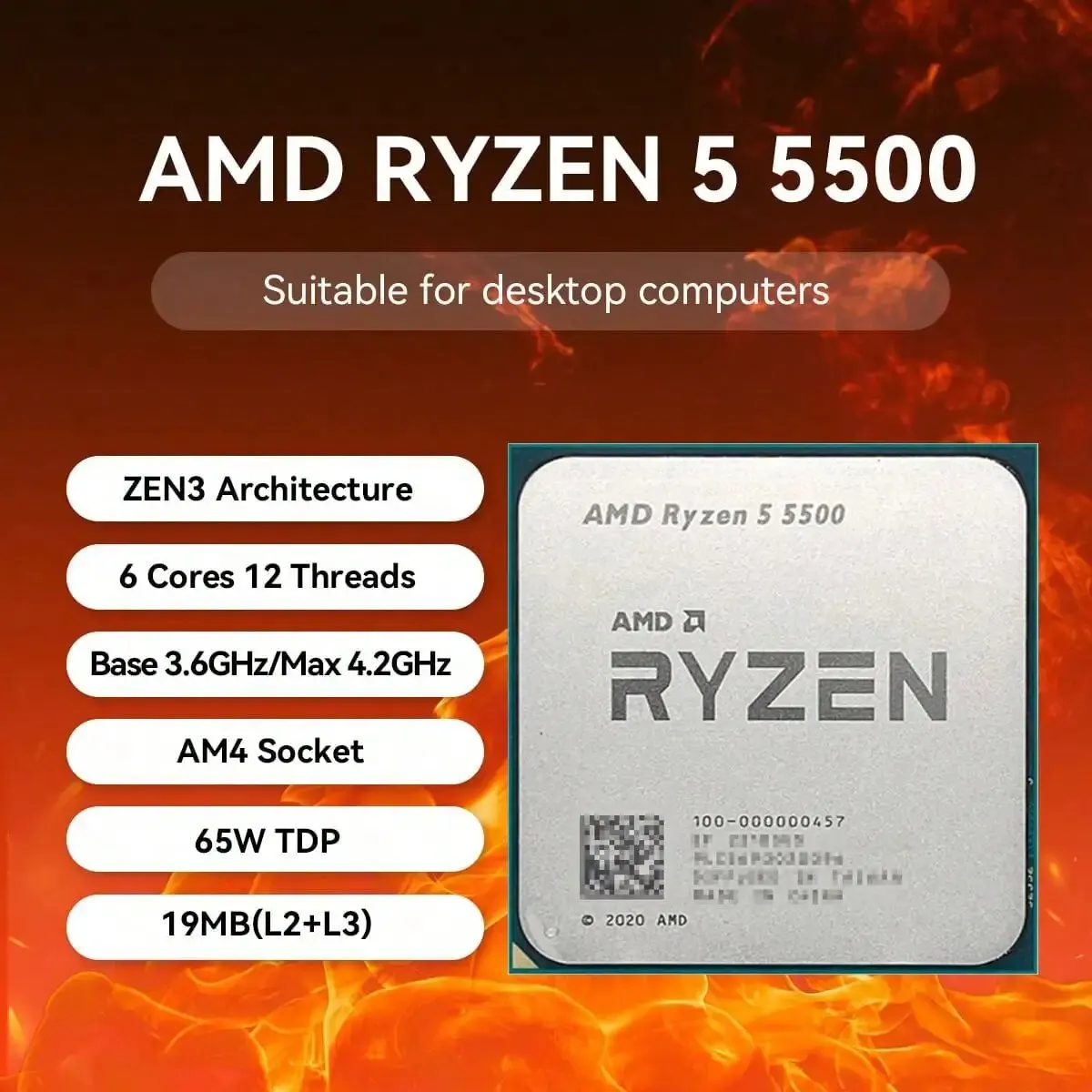 NEW AMD Ryzen 5 7500F R5 7500F BOX 3.7GHz 6Core 12Thread CPU Processor 5NM  L3=32M 100-000000597 Socket AM5 New Sealed with fan - AliExpress