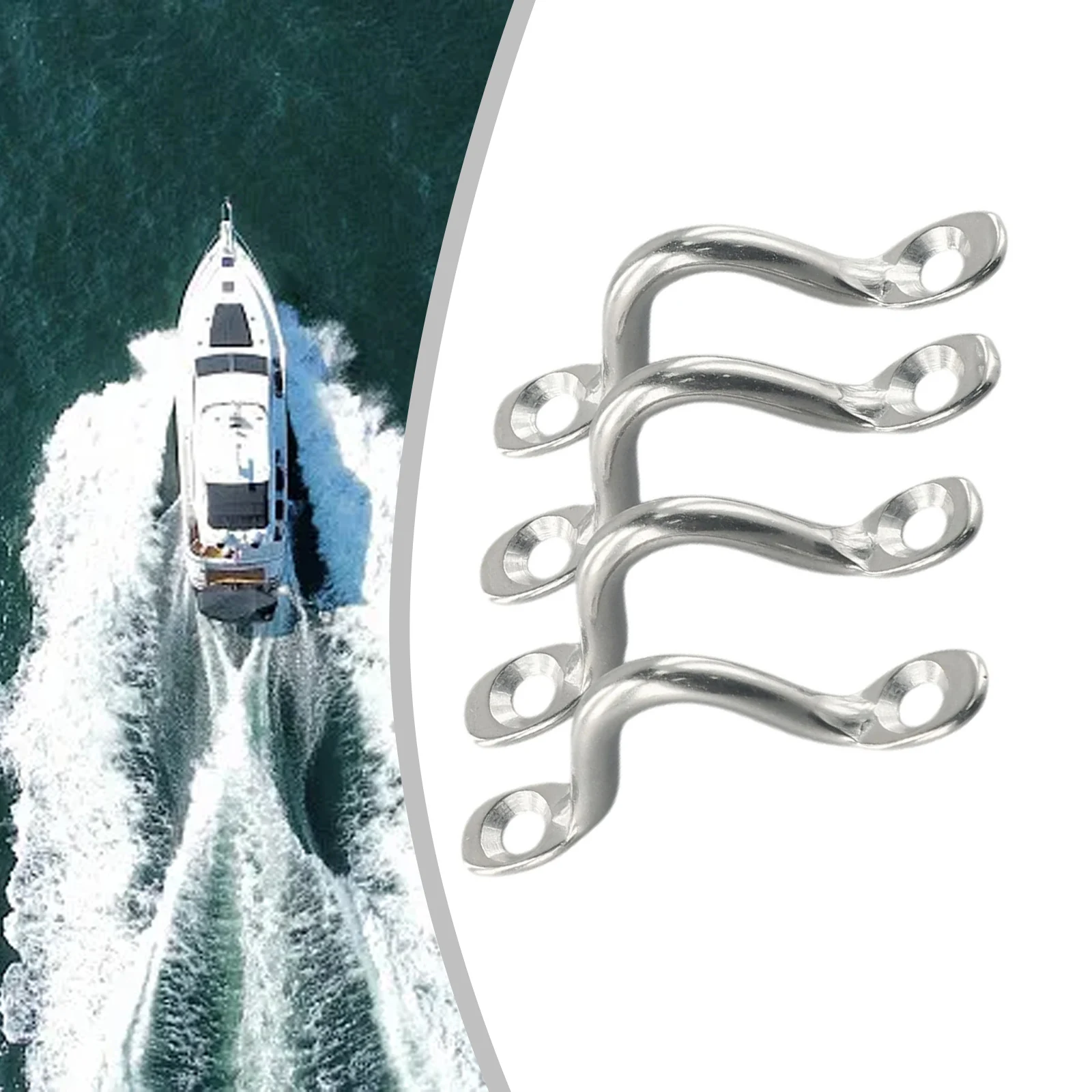 

Durable New Practical Useful Wire Eye Straps Handles Saddle Silver Stainless Steel Tie Down U Shape 4pcs Boat Marine