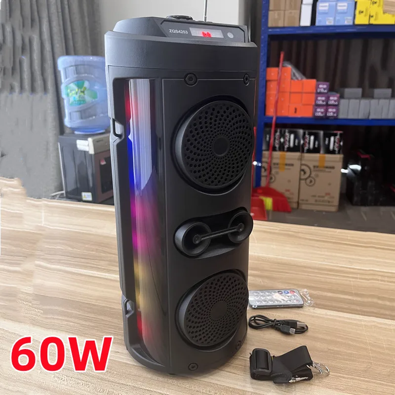 

Dual 4-Inch Bluetooth Speakers Home Karaoke Speakers 3D Surround Sound Subwoofer Outdoor Portable Solar Powered Charging Speaker