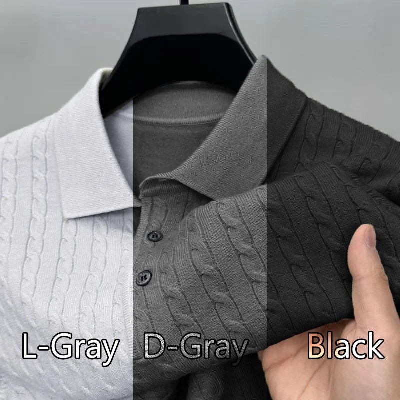 Animal Game 3 Pack Men's Knitted Pullover T-shirts Cable Button Polo Sweaters V-neck Long Sleeve Outdoor Business Polo Shirts
