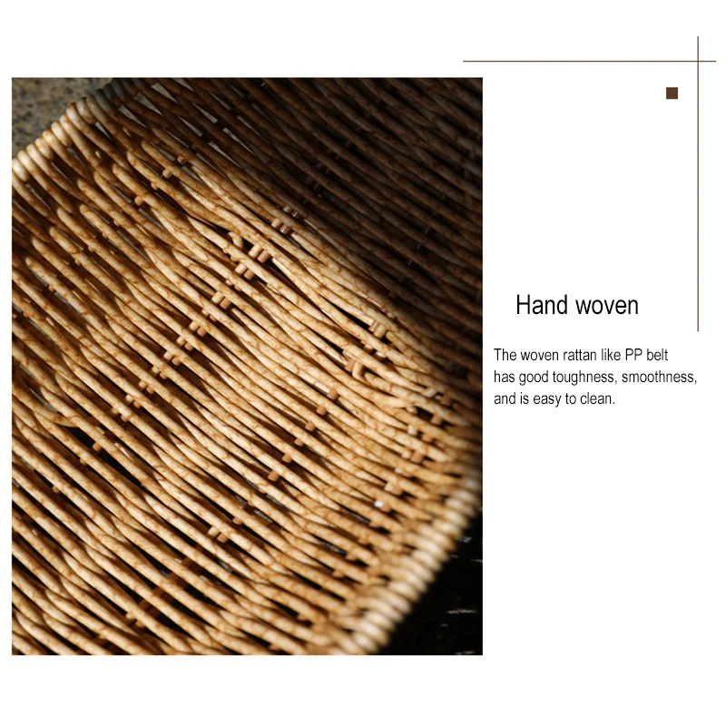 Creative Imitation Rattan Fruit Basket Plastic Sundry Storage Basket Hand-Woven Storage Box Home Kitchen Storage Supplies 6
