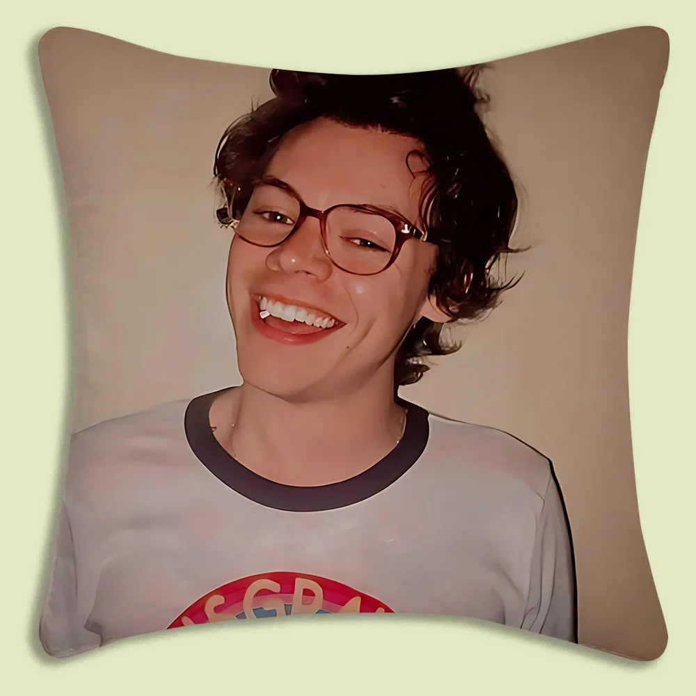 Pillow Covers Cartoon H-harry Styles Sofa Decorative Double-sided Printing Short Plush Cute Cushion Cover