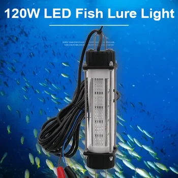 LED 미끼 수중 낚시, 방수 고출력 물고기, 수중 화이트 루어 라이트, 야간 낚시 파인더, 12V, 120W