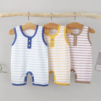 Summer Sleeveless Baby Rompers 0-2Y Striped Onesies for Newborn Baby Boy Infant Girl Striped Jumpsuit Baby Clothing 1