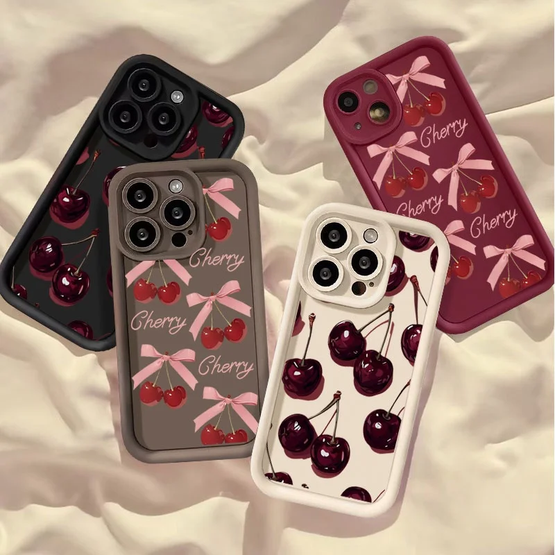 Red Bow Cherry Lichee Soft Phone Case Cover
