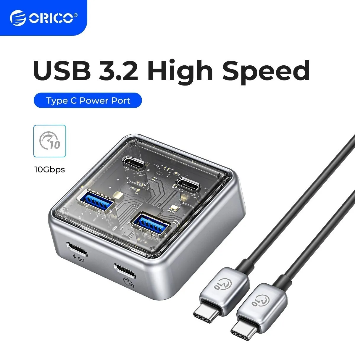 

ORICO металлический материал usb-хаб 10 Гбит/с 2 usb-портом A и 2 usb-c портом USB3.2 концентратор сплиттер подходит для всех Macbook Mac Mini