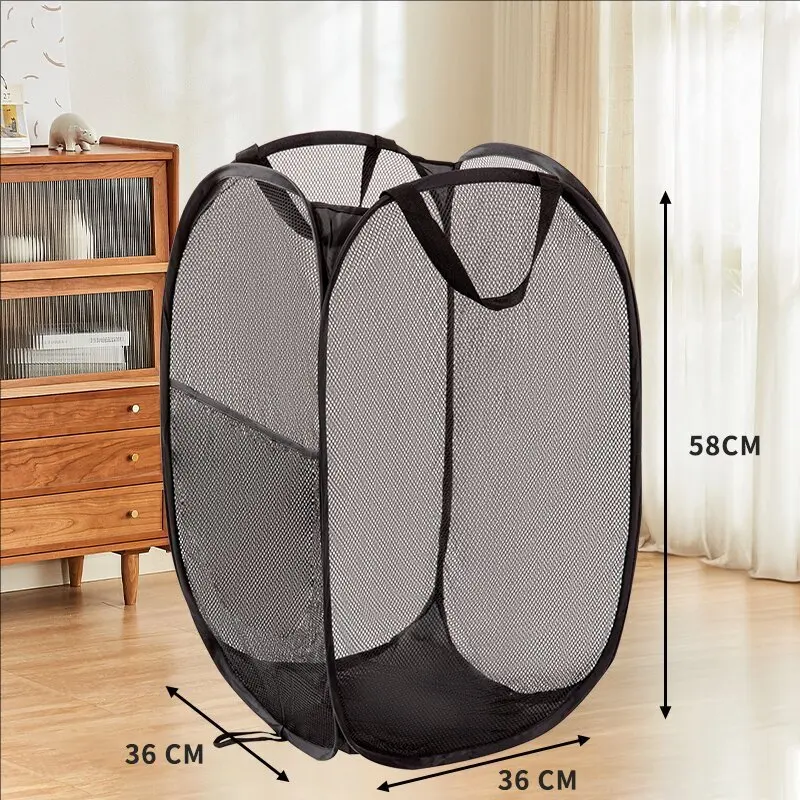 Collapsible Pop-up Mesh Laundry Basket for Easy Washing and Storage