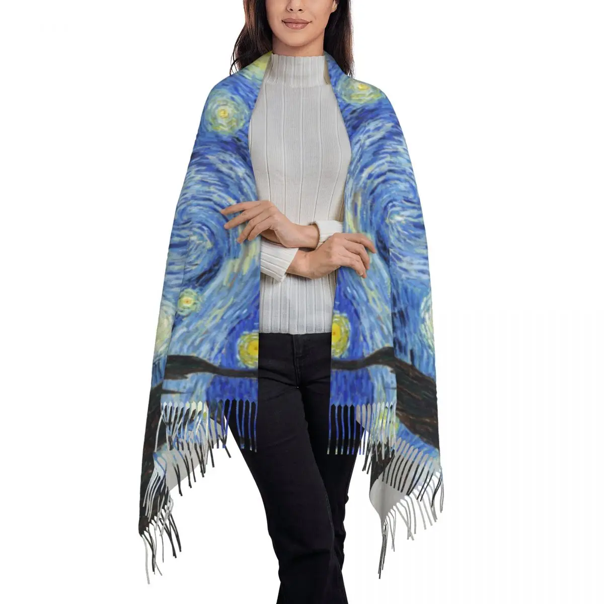 Customized Printed Vincent Van Gogh Starry Night Scarf Women Men Winter Warm Scarves Art Painting Shawls Wraps