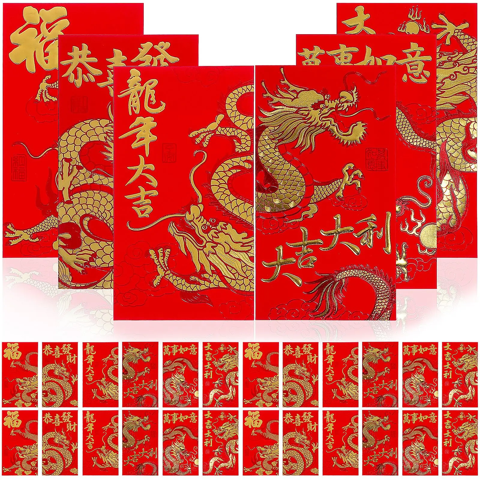 

36pcs Red Packets Chinese New Year Red Envelopes Traditional Lucky Money Cash Packets HongBao Party Wedding Gifts