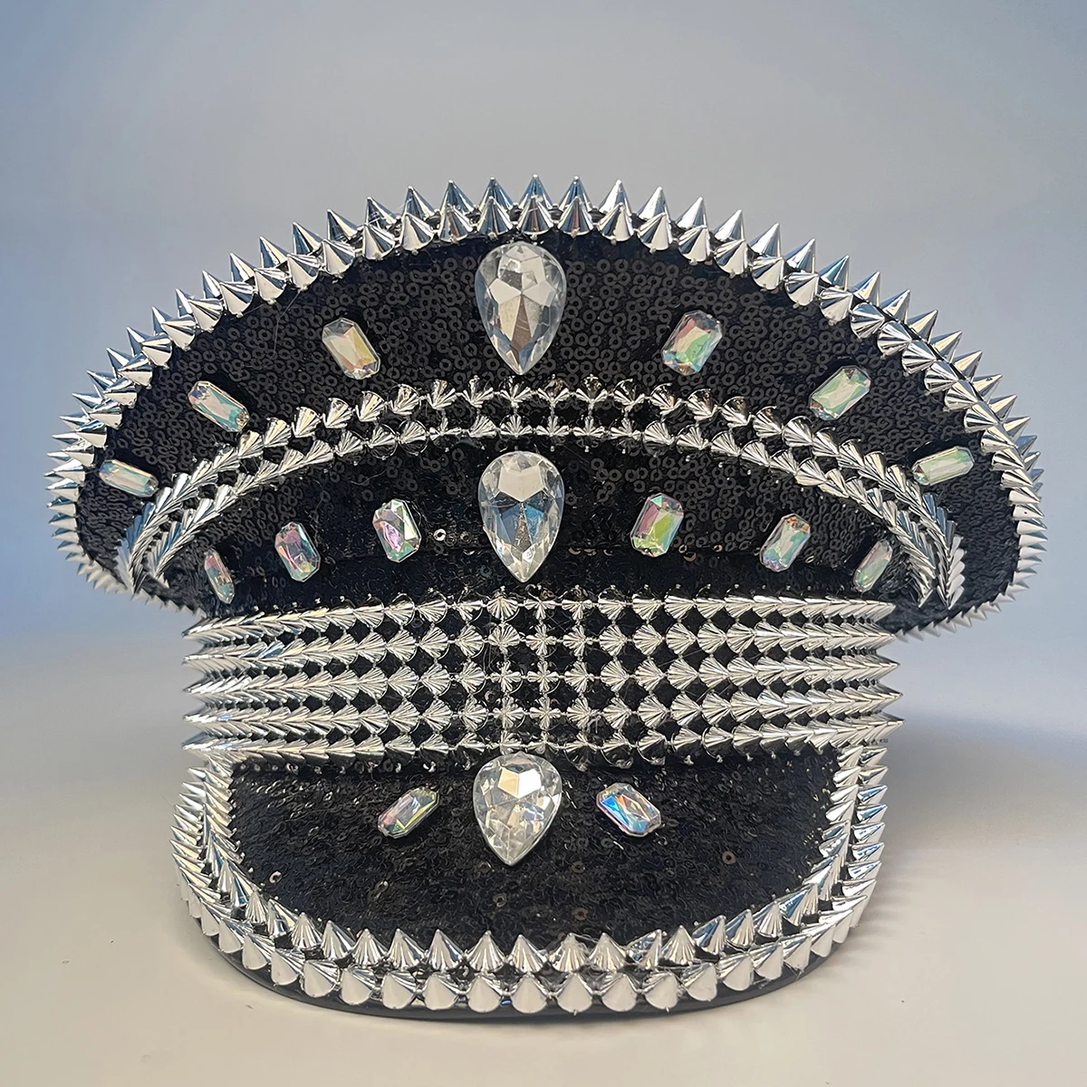 3 Color Steampunk Military Hat spike Captain Cap For Women Men Sergeant Hat Hen Do Festival Birthday Part Can Customize