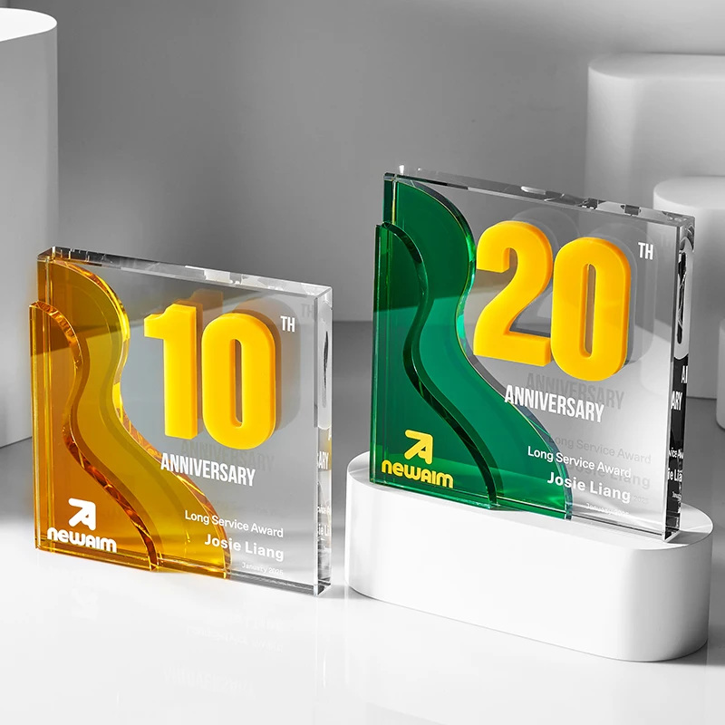 Customized Acrylic Digital Anniversary Trophy Crystal Trophy Company Annual Meeting Award Carving Anniversary Commemoration, 1Pc