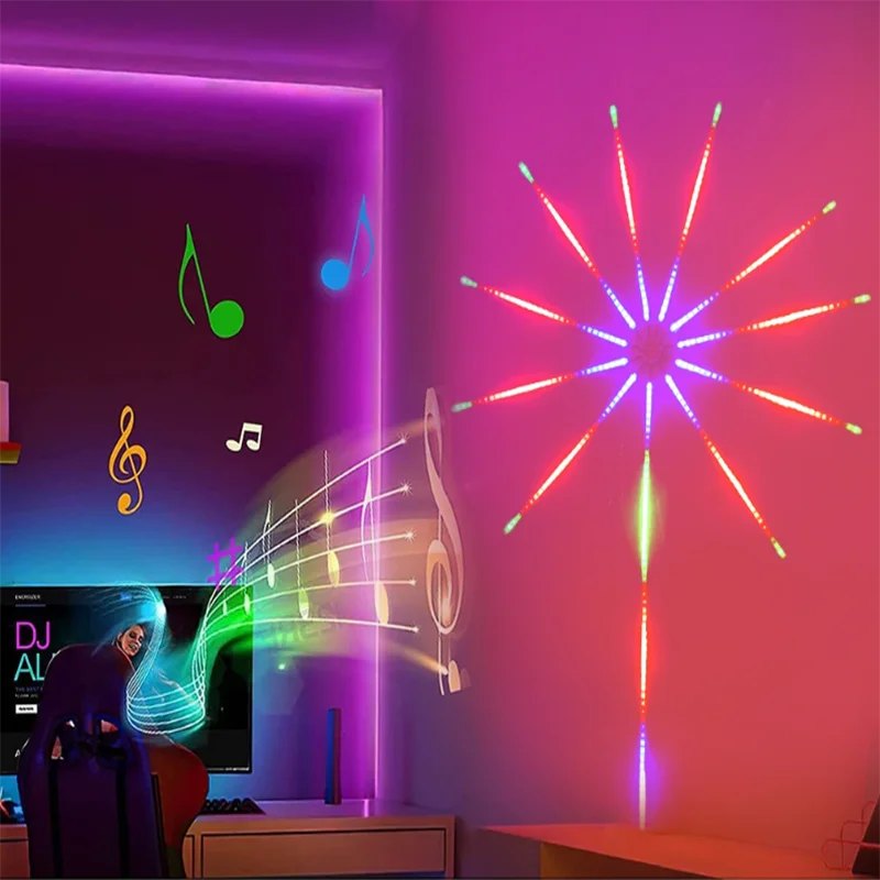 Led Strip Light Led Light Cyberpunk Style Strip Light RGB Sound Control Symphony Firework Light Wedding Christmas Music Control Full Kit Dream Meteor Lamp
