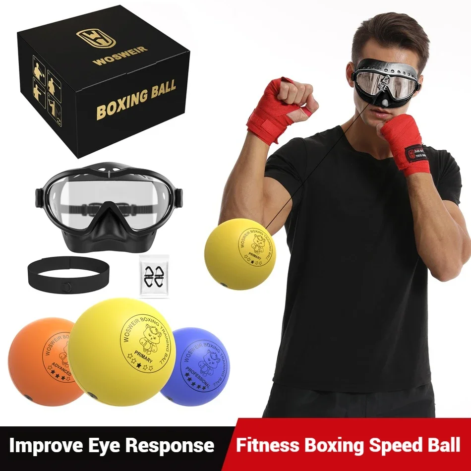 WOSWEIR-Head-Mounted Reaction Ball Sport Safety Sparring Equipment Protective Headgear for Total Care