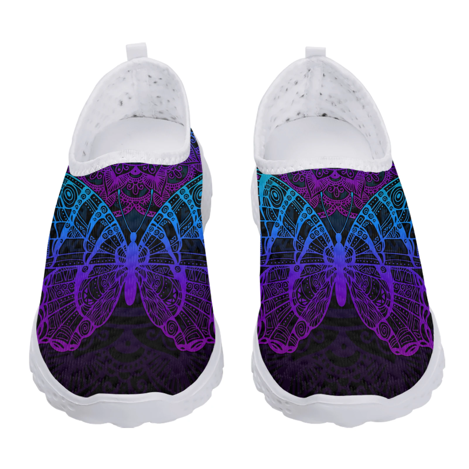 Colorful Gradient 3D Butterfly Print Lightweight Summer Ladies Home Shoes Soft Summer Mesh Shoes Zapatos Planos