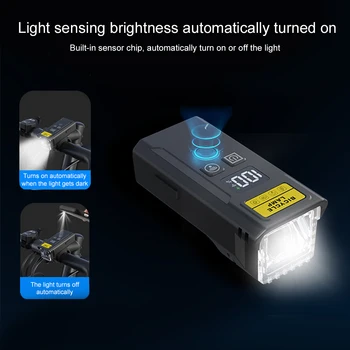 Bicycle Headlight with Horn Smart Light Sensor Bicycle Front Lamp Remote Control Bike Headlight Flashlight Bicycle Accessories 5