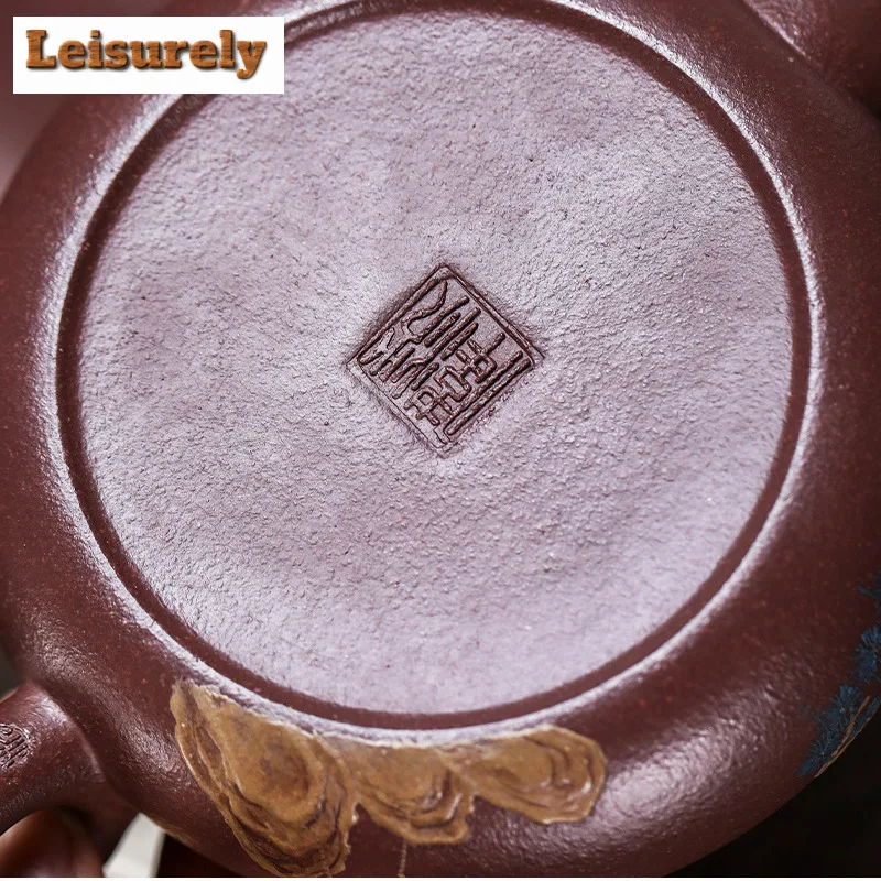 280ml Creative Yixing Purple Clay Teapots Handmade View Hills Pot Raw Ore Purple Mud Tea Making Kettle Chinese Zisha Teaset Gift