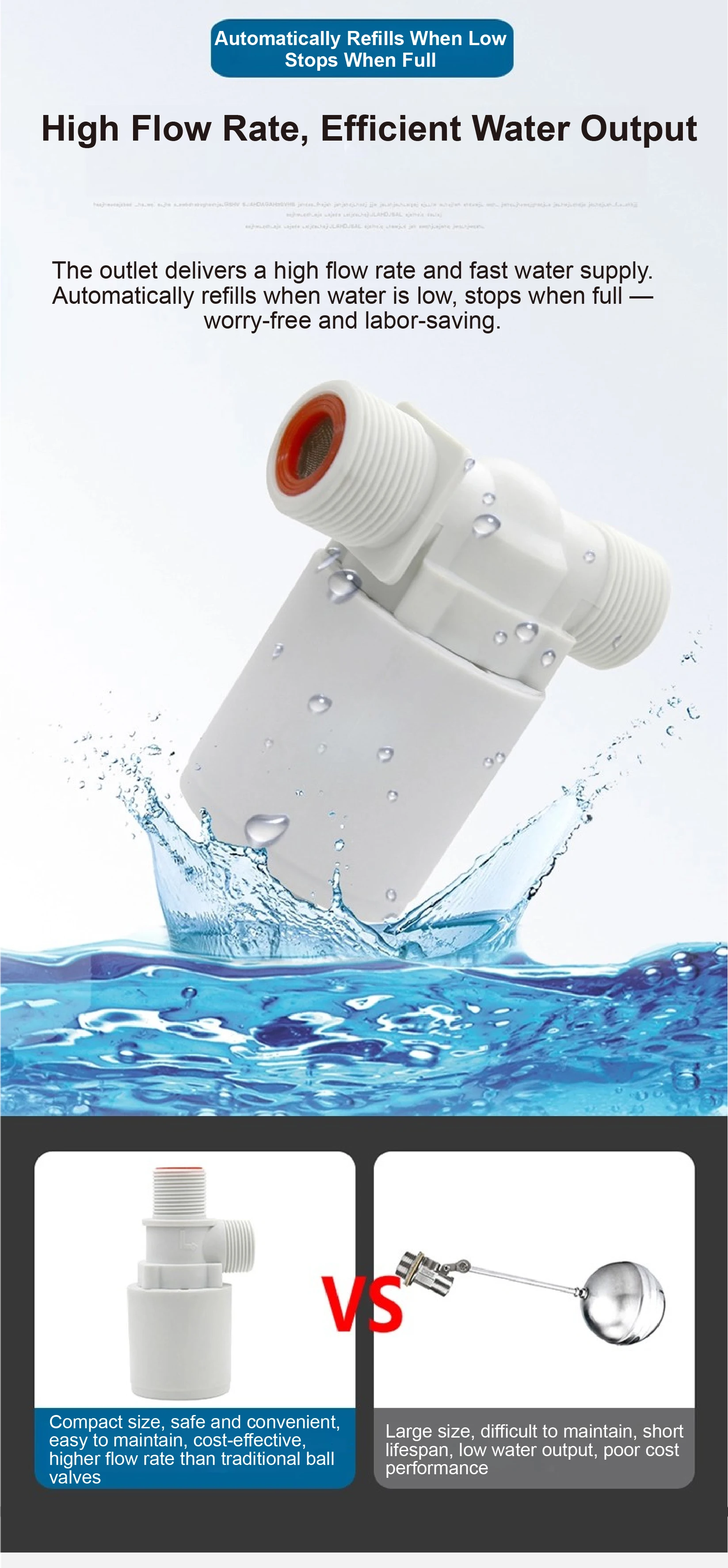 FQF 1/2" Automatic Water Level Control Valve for Water Tank Tower No Float Senso