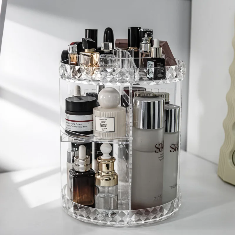 Rotating Makeup Organizer Adjustable Durable Spinning Cosmetics Perfume Skincare Product Sorting Shelf Bathroom Accessories 2