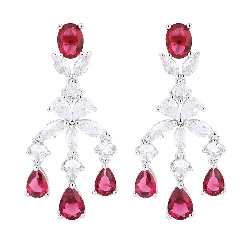 

Весенние Винтажные висячие серьги Qiaoer из 18-каратного золота с рубинами и высокоуглеродистыми бриллиантами для женщин, Изящные Ювелирные изделия