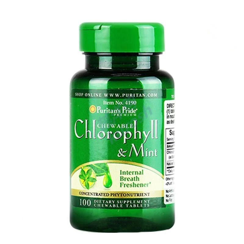Natural Mint Chlorophyll Chewable Tablets Regulate Acidbase Balance In
