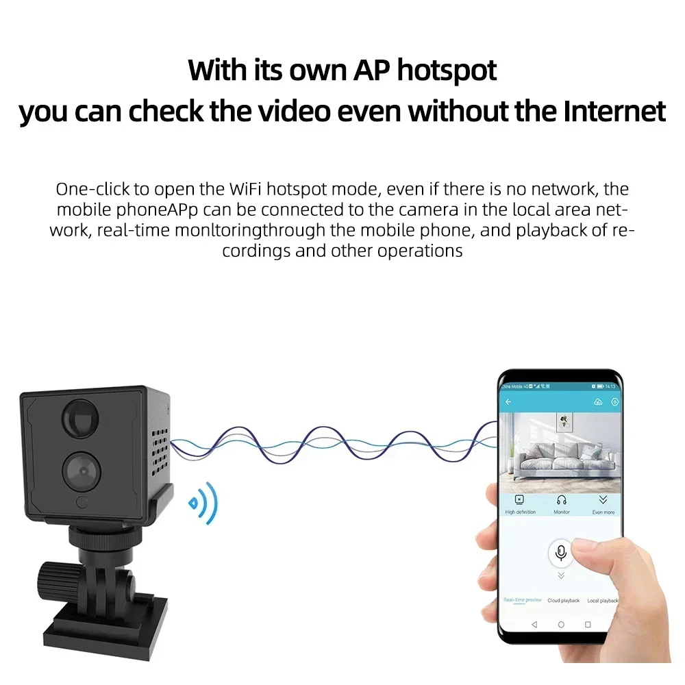 PEGATAH Mini Wifi Security Camera 2MP Hidden IP Camera 1600mAh Big Battery Low Power Voice Intercom CCTV Camera Okam APP