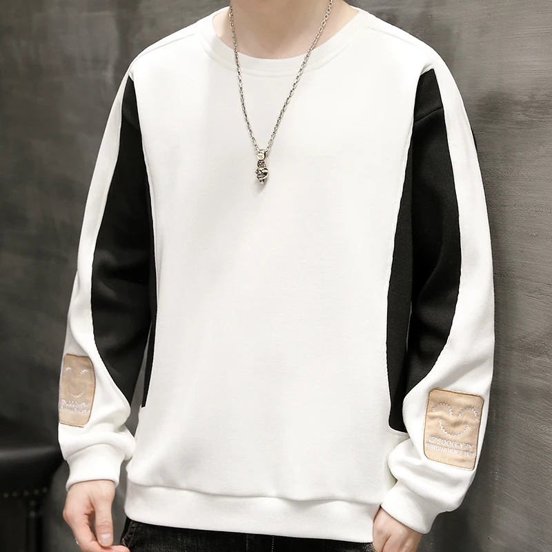 2023 Spring Autumn New Men's Sweatshirts Fashion Patchwork Round Neck Pullover Hoodies Men Youthful Sweatshirt Streetwear