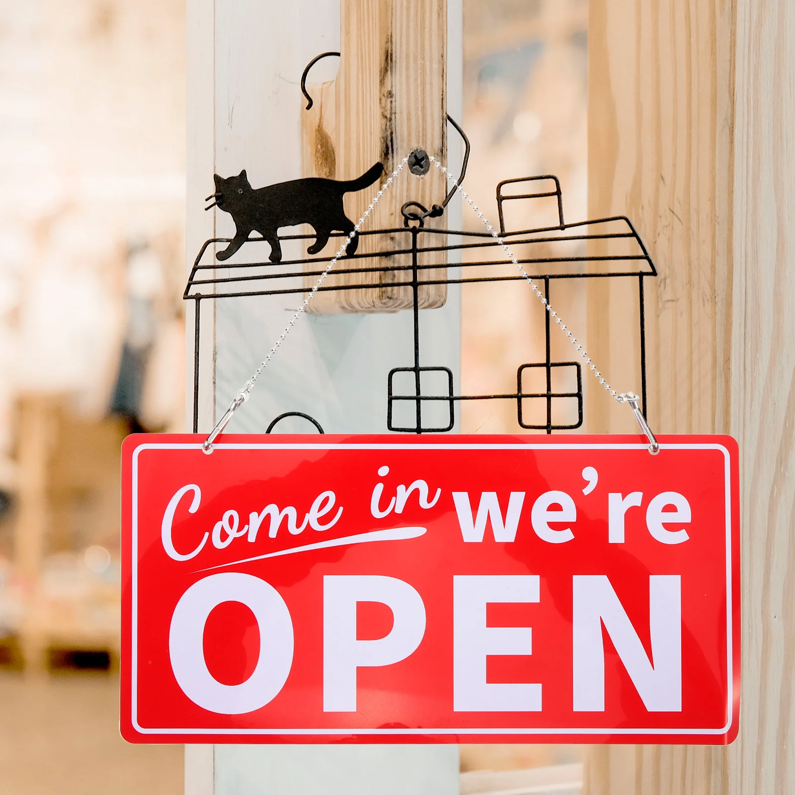 

Business Hours Sign Outdoor Decor Hanging Plaque Front Open Closed Sun Protection
