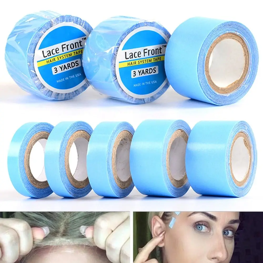 3Yards/Roll Double-Sided Wig Tape Waterproof Ultra Hold Hair System Tape Strong Adhesive Blue Lace Front Glue hair extension tape