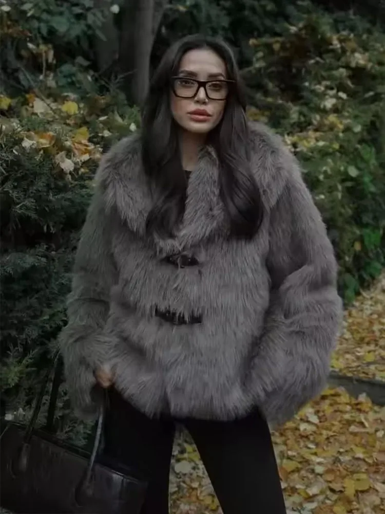 2025 Winter Jackets For Women Faux Fur Elegant Warm Woman Jacket Coat Long Sleeve Lapel Loose Plush Fluffy Thick New Outerwears