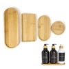 Shower Shampoo Container Storage Trays Body Wash Cosmetics Dispenser Holder Stand Bamboo Wood Tray Bathroom Kitchen Pot Holder 1