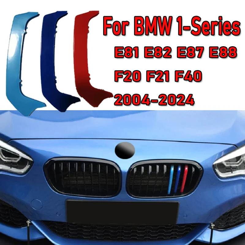 ABS Car Racing Front Grille Trim Strips 3Pcs M Clip Accessories for BMW F20 F21 F40 Series 1 E87 E82 E81 E88 2004 -