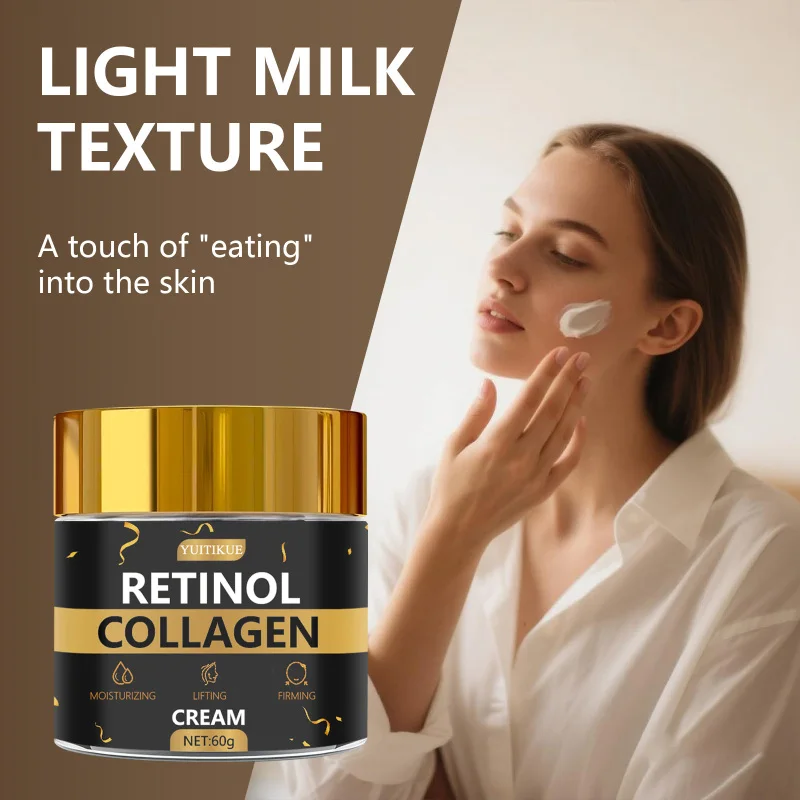 60g retinol cream with hyaluronic acid, collagen Keeps skin hydrated, moisturizes and provides long-lasting hydration Suitable f