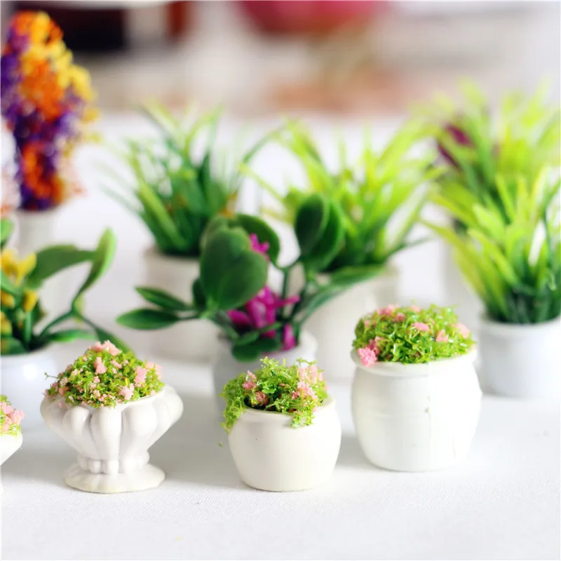 Miniature Ornament 3pcs Dollhouse Mini Flower Pots Empty Planter Modeling Plants Landscaping Flowers Life Scene Scale Model Home Decor