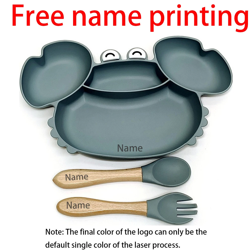 3PCS Children's Tableware Set with Free Name Printing Personalized Silicone Tableware Unique Gift for Boys And Girls