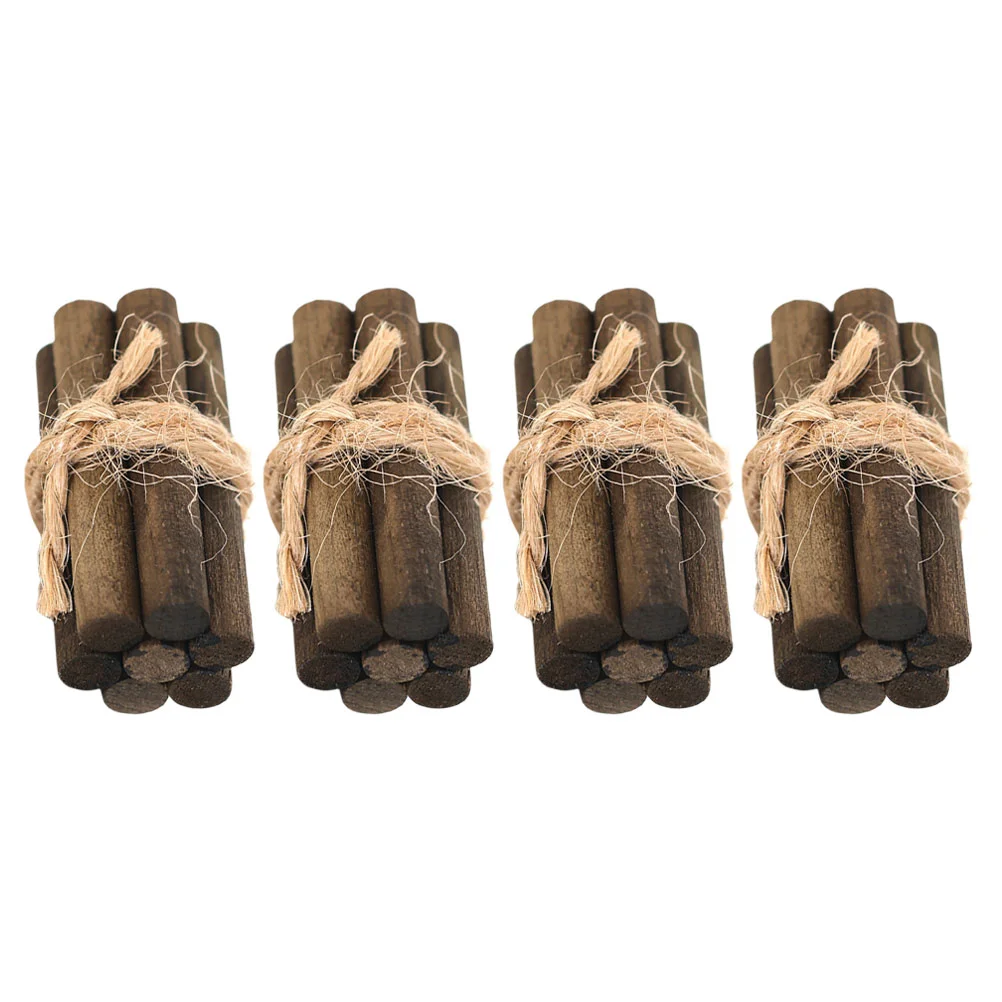 

4Pcs Mini Firewood Decor House Fireplace Supplies Decor Mini Craft