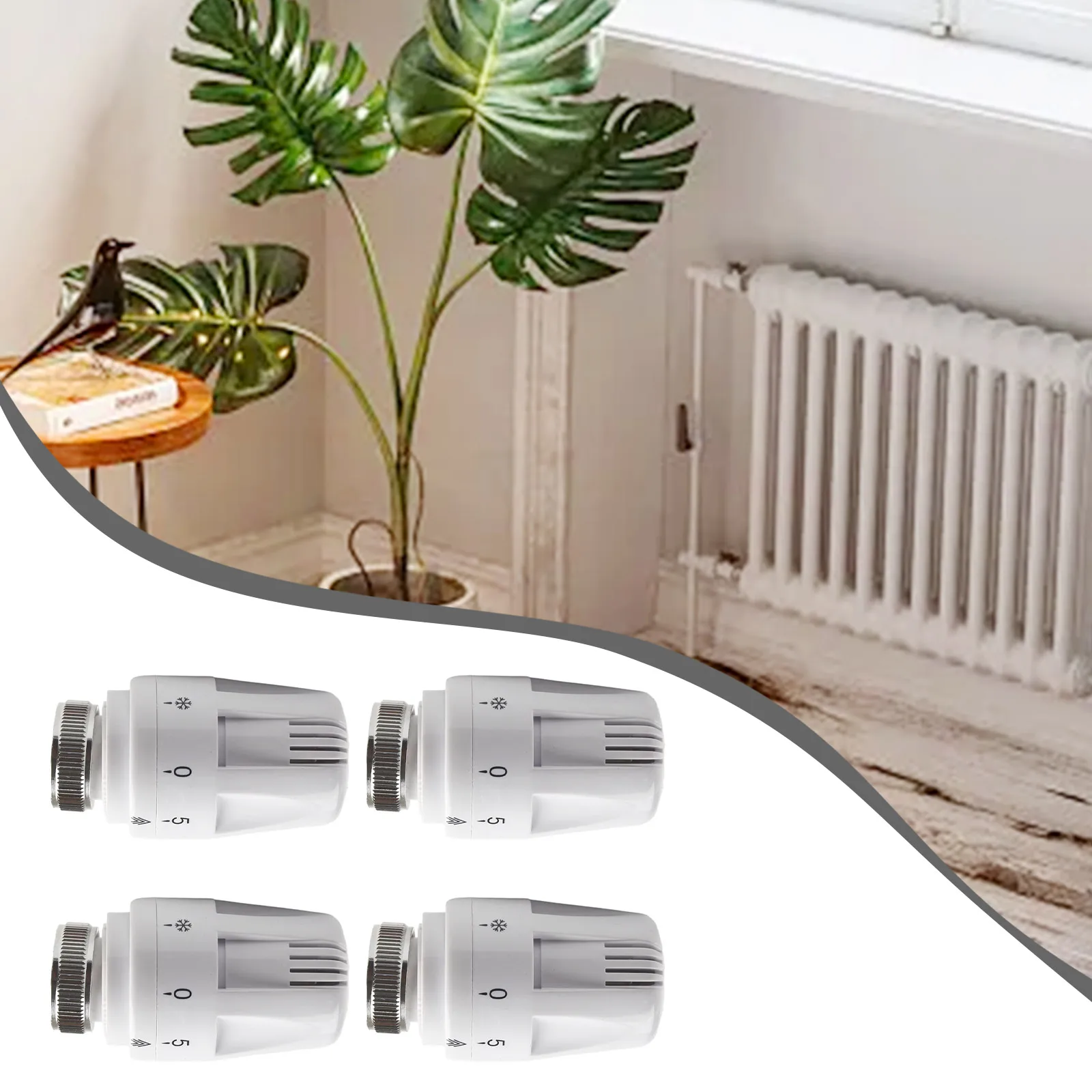 Thermostatic Valve Controller 4PCS Thermostatic Radiators M30x1.5 Heating Zero Valve 5-levels Temperature Controller Head For Household Control System Tools, thermostatic valve controller, temperature controller