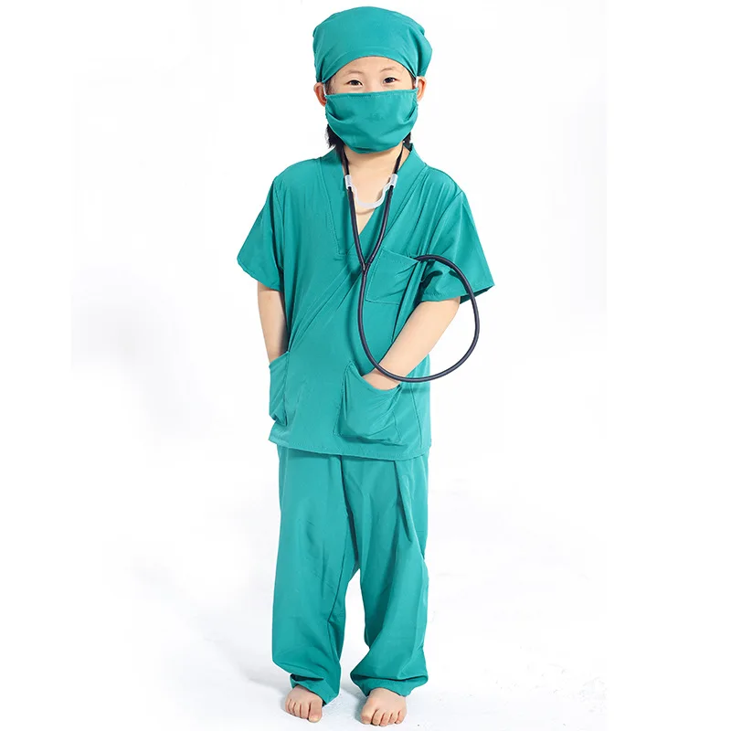 Children's doctor clothing white coat nurse uniform surgical clothing professional role Children's Day performance clothing