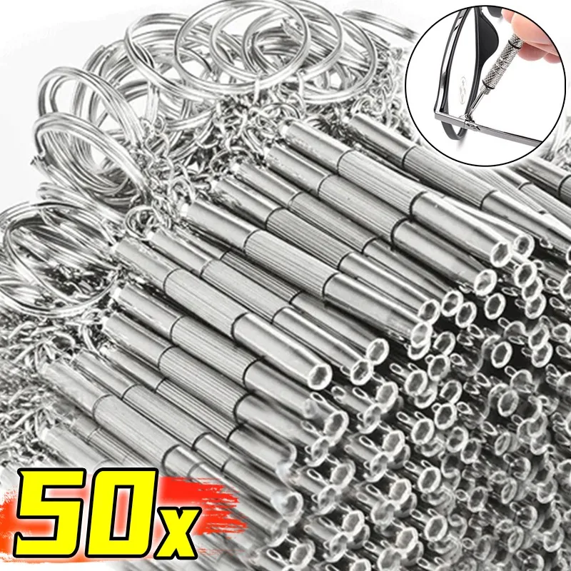 Stainless Steel Glasses Screwdriver Repair Kit 50/1pcs with Keychain Portable Eyeglass Screwdrivers Recision Screw Driver Tools-eyeglass screwdriver kit