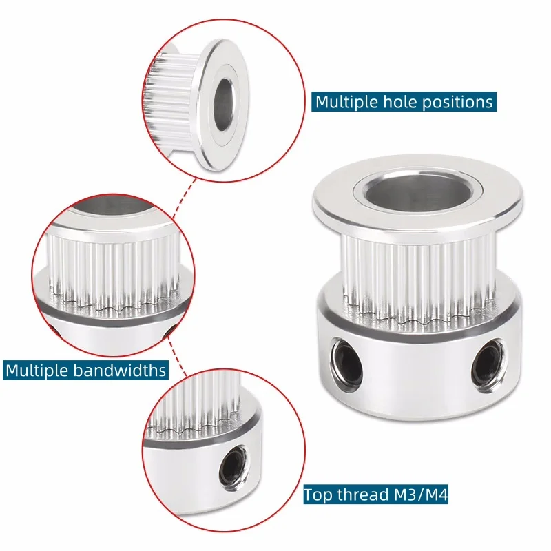 Description Picture 4 of item2GT Timing pulley 20 teeth K-Type Bore 3/3.17/4/5/6/6.35/8mm belt width 6/9/10/15mm 20Teeth 3D printed parts